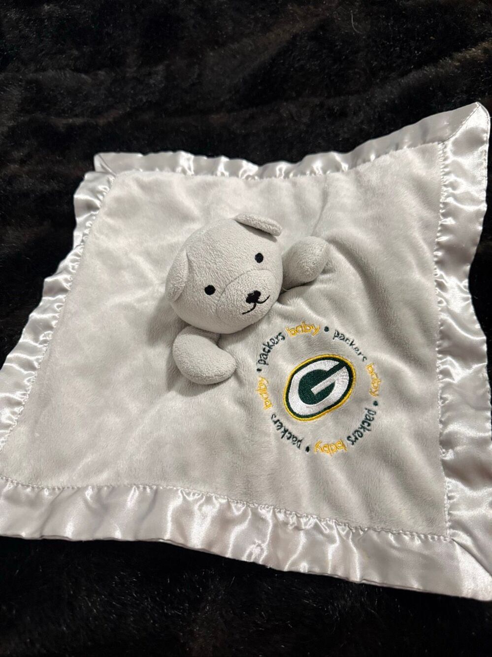Green Bay Packers Baby Fanatics NFL Teddy Bear Baby Lovey Satin Trim